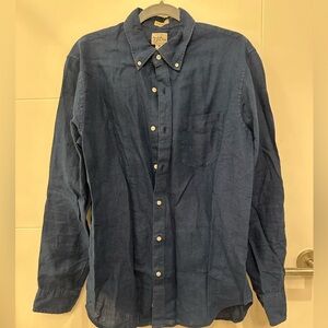 Jcrew men’s classic linen blue dress shirt 
New w tags